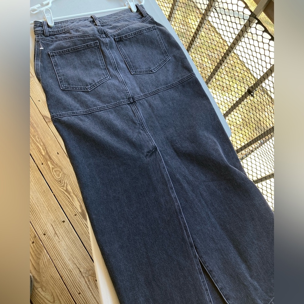 ALC Hunter Skirt Black Denim Hunter Panel Maxi Skirt Made in USA Size 2 NEW - Picture 8 of 17